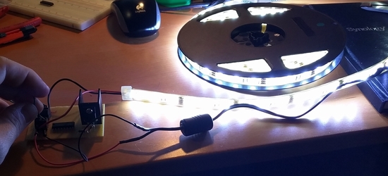 High Power LED stripe on circuit board in action